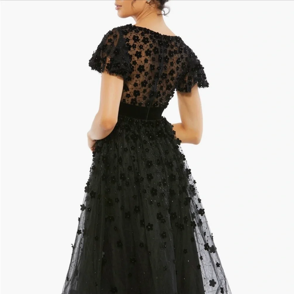 Mac Duggal Floral Applique Cocktail Midi Dress size 6 - Picture 2 of 7